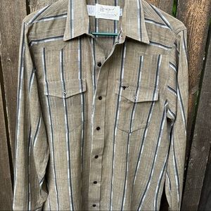 Longhorn By Niver Western Wear Vintage Striped Button Down Shirt Sz 15 1/2 33